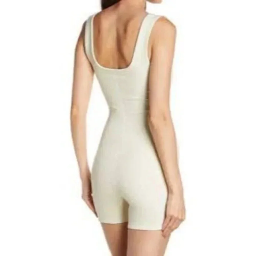 SKIMS Rib Stretch Cotton Romper in Bone Size 3X
